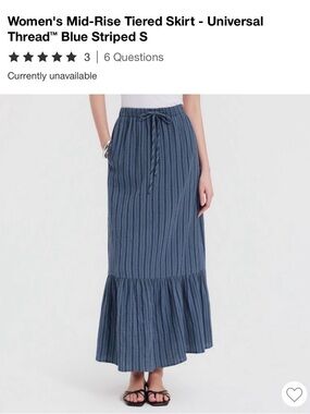 Universal Thread Blue Striped Tiered Maxi Skirt